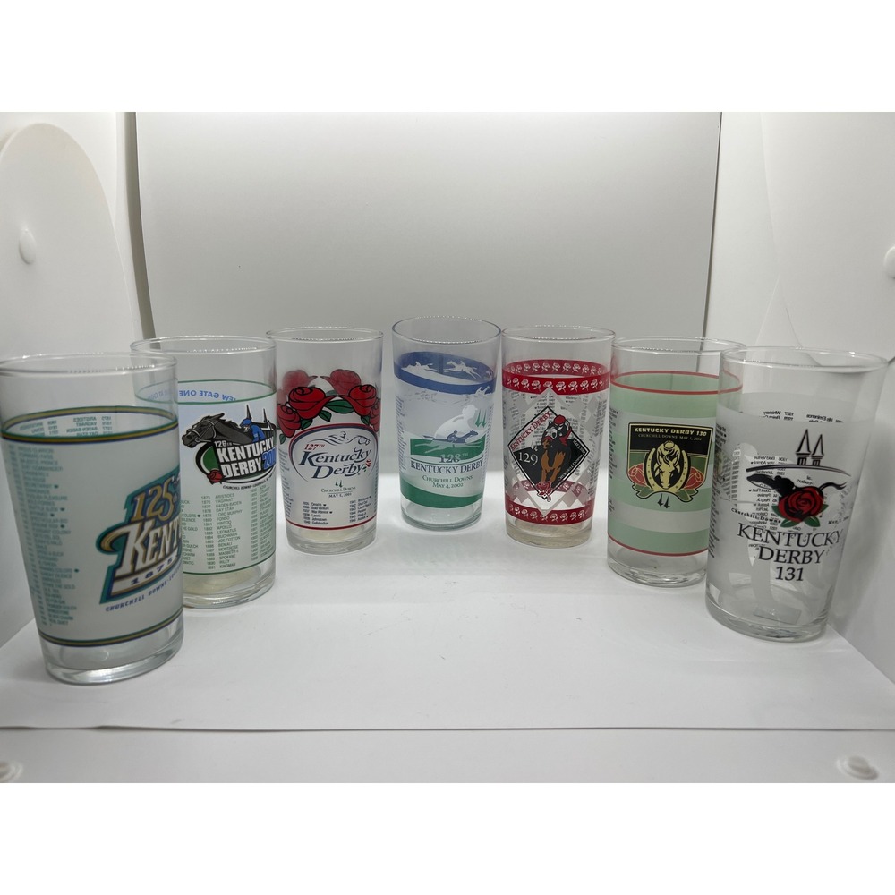 Kentucky Derby Mint Julep Glasses Set of 7 Churchill Downs 125-131 1999-2005